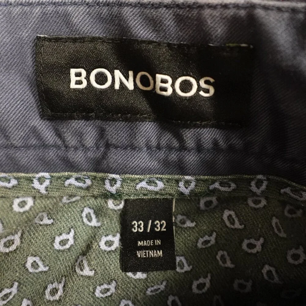 Bonobos Slim Fit Stretch‎ Washed Chino Pants Men's Size 33x32 Blue